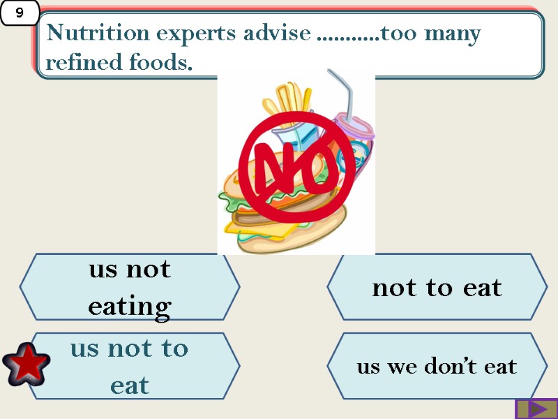 Nutrition experts advise ...........too many refined foods.  not to eat us not eating